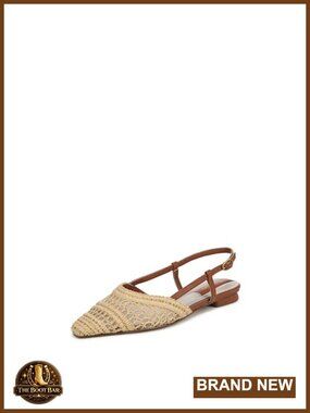 Woven Faux Raffia Slingback Flats Snip Toe Pointed Toe Casual Shoes